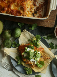 Black Bean Tamale, Chicken and Cheese Casserole