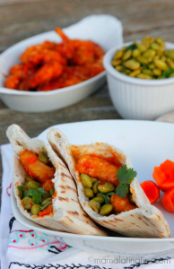 Orange Chicken Pita Pockets with Spicy Edamame