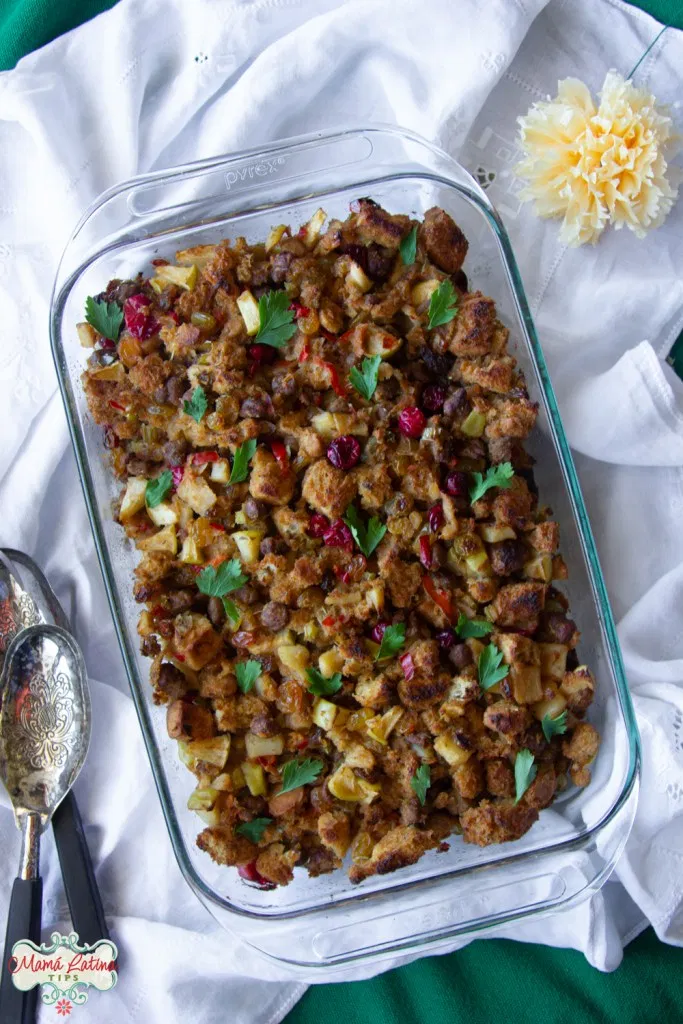 Sausage Focaccia Stuffing with Golden Raisins | Easy Home Meals & Mama ...