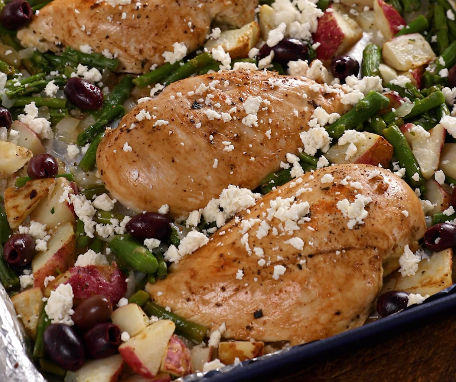 Sheet Pan Greek Style Chicken with Roasted Vegetables Recipe